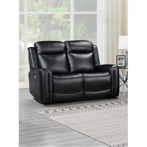 Katlyn Leather Power Reclining Loveseat - Black